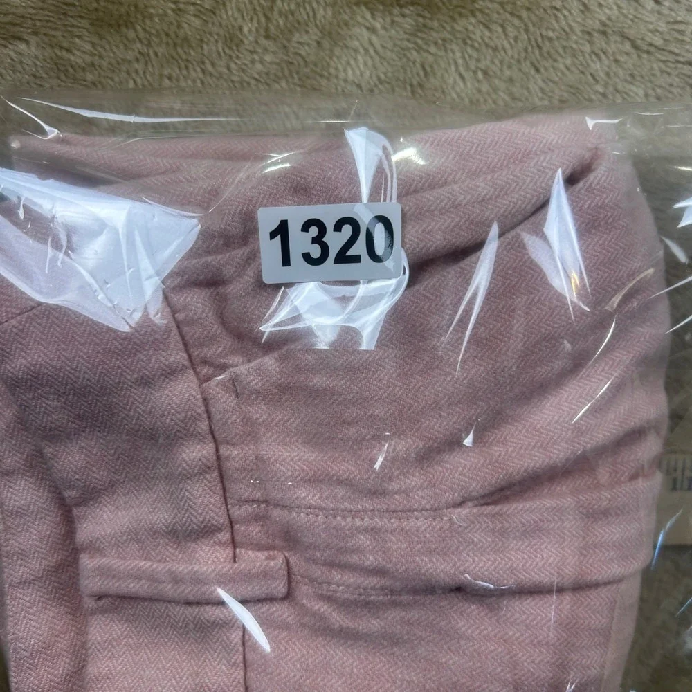 Banana Republic Womens Pink Linen Blend Herringbone Pleated Tapered Pants Size 8